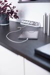 Enchufe de esquina con funcion de carga USB 4x tomas de corriente 2x Euro plata blanco