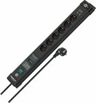 Regleta de proteccion contra sobretensiones 60.000A con funcion de carga USB 6 vias negro 3m H05VV-F3G1,5