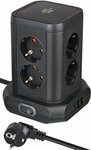 Torre de enchufes de 8 vias con 2x USB A, 1x USB C Power Delivery negro 2m H05VV-F3G1.5