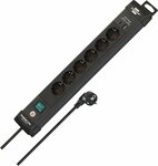Regleta de enchufes de 6 vias con USB C PD 30W y USB A 18W negro 3m H05VV-F 3G1.5