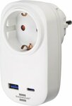 Adaptador de enchufe con cargador USB C 20W, 1x USB A 18W  blanco