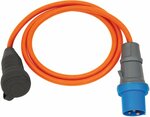 Cable adaptador para camping maritimo IP44 1,5m naranja H07RN-F 3G2,5 enchufe de toma a tierra, enchufe conector CEE 230V 16A