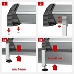 Abrazaderas de mesa con tornillos de bloqueo para regletas de enchufes Alu-Office-Line