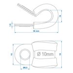 Clip del chasis para cable con proteccion de goma 10 mm x10 piezas