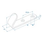 Gancho atornillable metal 52 x 13 x 2 mm