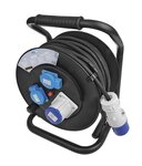 Bobina de cable CEE 25M 3x2,5mm² (2x Schuko + 1x CEE)