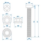 Juego de tornillos M8 de 6 piezas para casquillo piezas x5