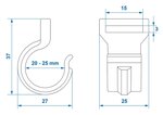 Clip para poste de tienda de campana de 20-25 mm con ranura negra x10 stuks