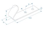 Gancho roscado de metal 72 x 21 x 2 mm x5 piezas