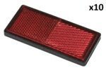 Reflector rojo 85x39mm autoadhesivo con placa base x10 piezas