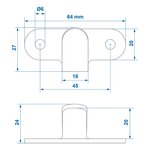 Gancho metalico 65x27 mm curvado x10 piezas