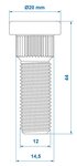 Perno de rueda M12x1,5 estriado 14,5 mm x10 unidades