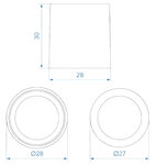 Reductor para tubo de desague de Ø28 mm a Ø17 mm PE negro x5 piezas