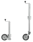 Rueda jockey 570/60 mm con llanta metalica grande y neumatico de goma 220 x 65 mm, plegable 300 kg