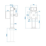 Soporte 60x60 mm abatible SF60 D85 SW19 360-595 mm 1350 kg