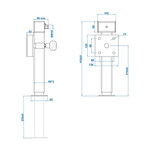 Pata de soporte 60x60 mm abatible SF60 D42 SW19 410–655 mm 1300 kg