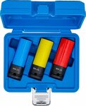 Juego de vasos de impacto con protector de plastico entrada (1/2) 17 / 19 / 21 mm 3 pieces