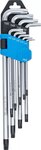 Juego de llaves allen extra largas perfil en T (para Torx) con perforacion T10 - T50 9 piezas
