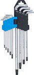Juego de llaves allen extra largas perfil en T (para Torx) con perforacion T10 - T50 9 piezas
