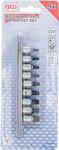 Juego de puntas de vaso entrada 6,3 mm (1/4) T-Star (para Torx Plus) con perforacion 9 piezas