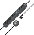 Regleta EL CSP 24 6 tomas antracita 1,5m H05VV-F 3G1,5 – 2 permanentes, 4 conmutables mediante interruptor de pie externo
