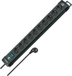 Regleta 10 tomas negra 3m H05VV-F 3G1,5