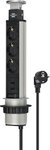 Regleta cargador USB 3 tomas con doble puerto USB, 2 m H05VV-F 3G1,5 – totalmente empotrable en la mesa