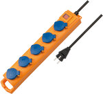 Regleta SL 554 DE IP54, 5 tomas, amarillo/azul, 2 m H07RN-F 3G1,5 con interruptor