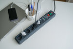 Regleta con proteccion contra sobretensiones, acustica 6 tomas 19.500A antracita 3 m H05VV-F 3G1,5