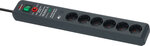 Regleta con proteccion contra sobretensiones, acustica 6 tomas 19.500A antracita 3 m H05VV-F 3G1,5