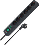 Regleta con proteccion contra sobretensiones 6 tomas antracita 1,5 m 13.500A H05VV-F 3G1,5