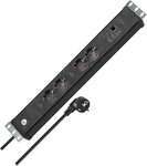 Regleta 2 tomas negra 3 m H05VV-F 3G1,5 formato 19