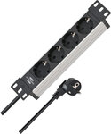 Alu-Line Regleta 10 4 tomas 2m H05VV-F 3G1,5 + interruptor