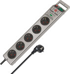 Regleta con proteccion contra sobretensiones 5 tomas plata 13.500A 2,5 m H05VV-F 3G1,5
