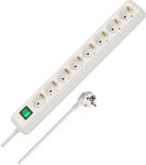 Regleta con interruptor 8 tomas blanca 3 m H05VV-F 3G1,5