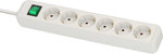 Regleta con interruptor 6 tomas blanca 3 m H05VV-F 3G1,5