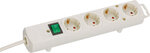 Regleta con enchufe plano 4 tomas blanca 2m H05VV-F 3G1,5