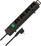 Regleta con enchufe plano 4 tomas negra 2m H05VV-F 3G1,5
