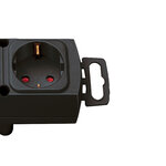 Regleta con enchufe plano 6 tomas negra 2m H05VV-F 3G1,5