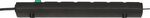 Regleta con enchufe plano 6 tomas negra 2m H05VV-F 3G1,5