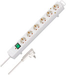 Regleta con enchufe plano 6 tomas blanca 2 m H05VV-F 3G1,5