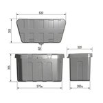 Storage box drawbar plastic 320 x 630 x H355mm excl. mounting kit