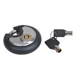 Discus lock with rubber rim and 2 tubular keys