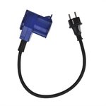 Cable alargador de 40cm de clavija Schuko a clavija de mostrador CEE acodada + base Schuko