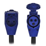 Cable alargador de 40cm de clavija Schuko a clavija de mostrador CEE acodada + base Schuko