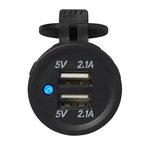 Caja de empotrar USB doble tipo A 2x2100mA 12V 24V