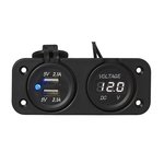Kit de empotrar: voltimetro 6-30V + puerto USB doble tipo A 2x2100mA