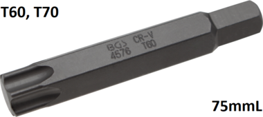 Longitud de broca 75mmL 14 mm Perfil T hexagonal externo (para Torx)