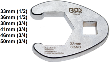 Llave boca hexagonal abierta (crowfoot) entrada (1/2) & (3/4)