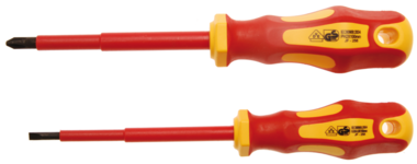 Juego 2 piezas de destornilladores para electricistas